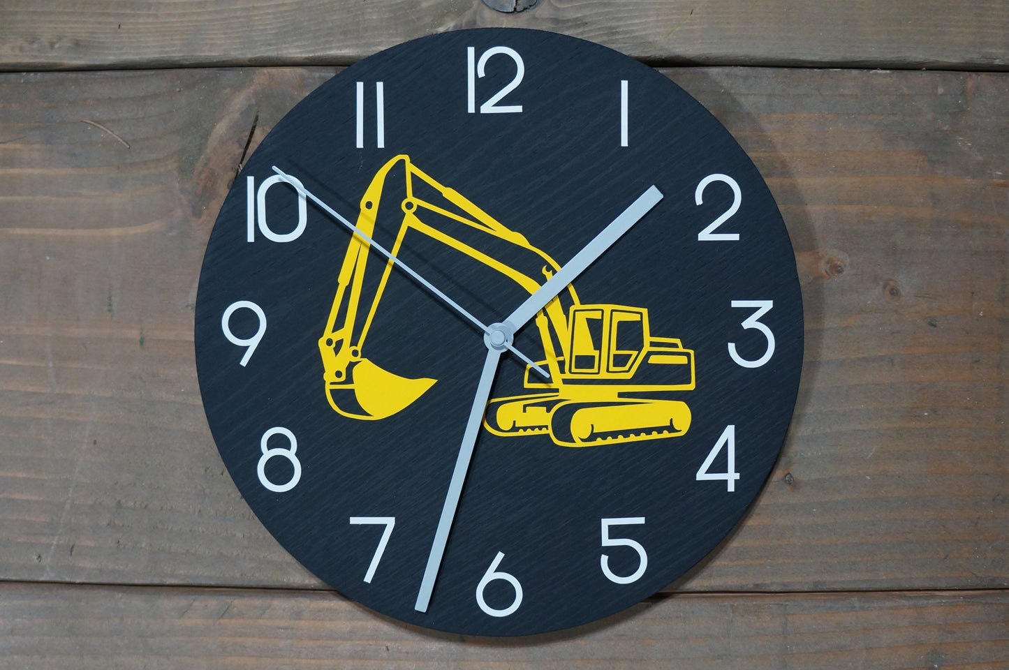 Excavator Themed Wood Clock