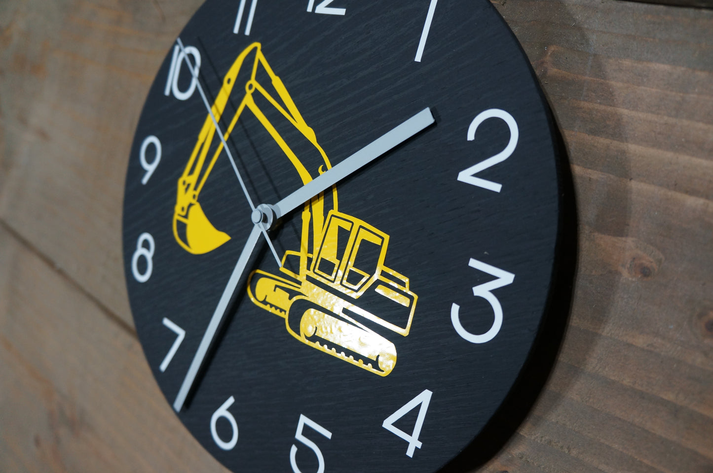 Excavator Themed Wood Clock