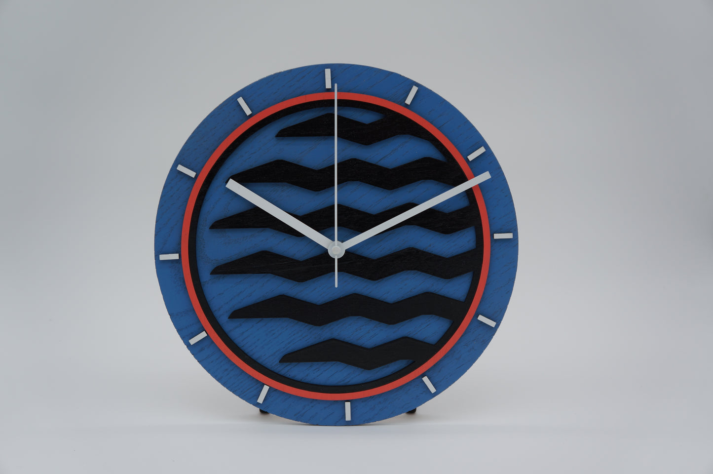 Blue Wave Wood Clock