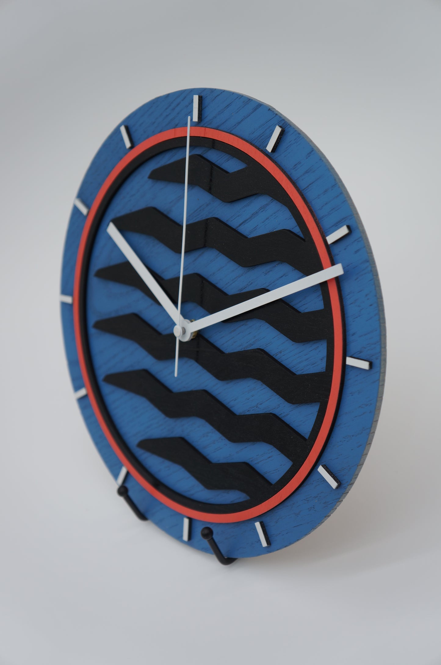 Blue Wave Wood Clock