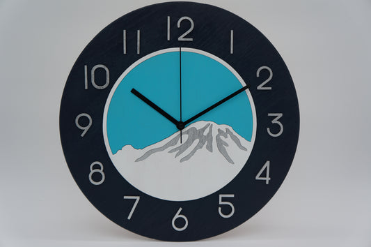 14" Mt. Rainier Wood Clock, Small Mountain