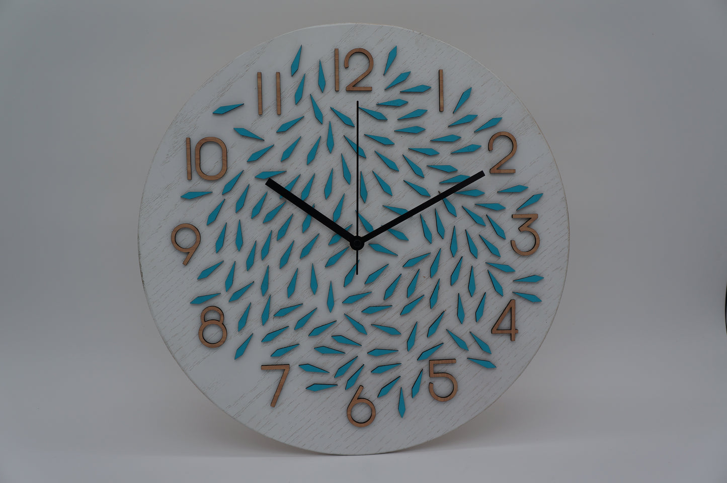 14" Diamond Design Wood Clock, Teal