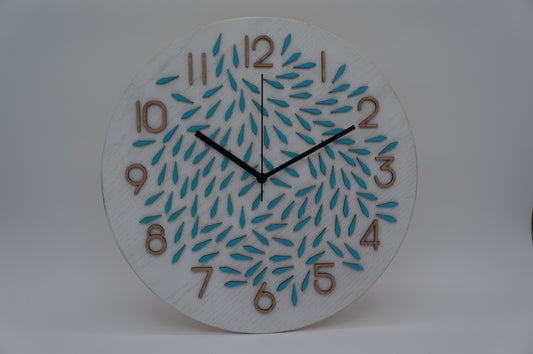 14" Diamond Design Wood Clock, Teal