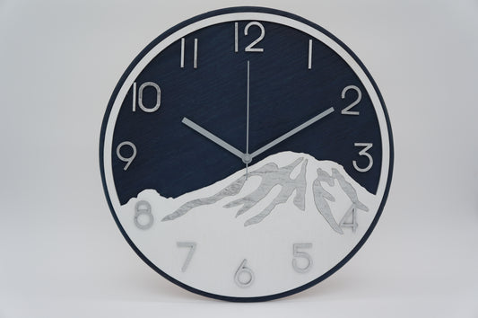 14" Mt. Rainier Wood Clock, Navy