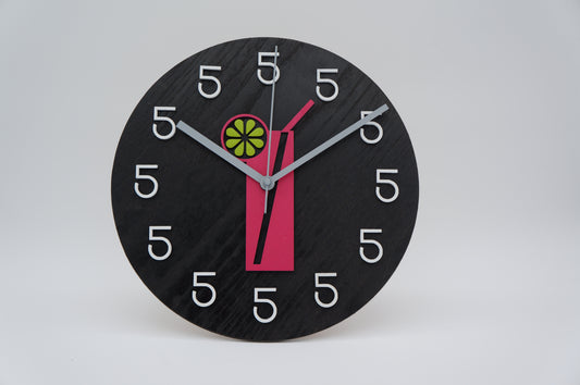 Cocktail 5 O'clock Wood Clock