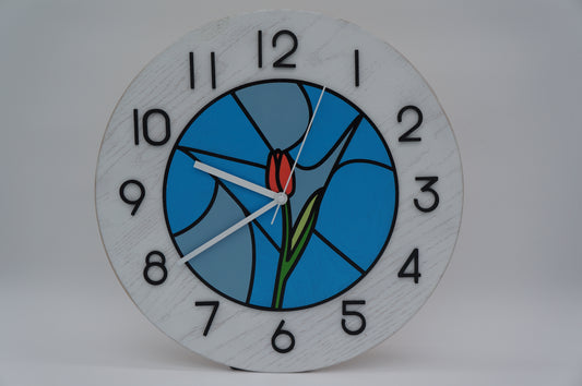 14" Tulip Wood Clock