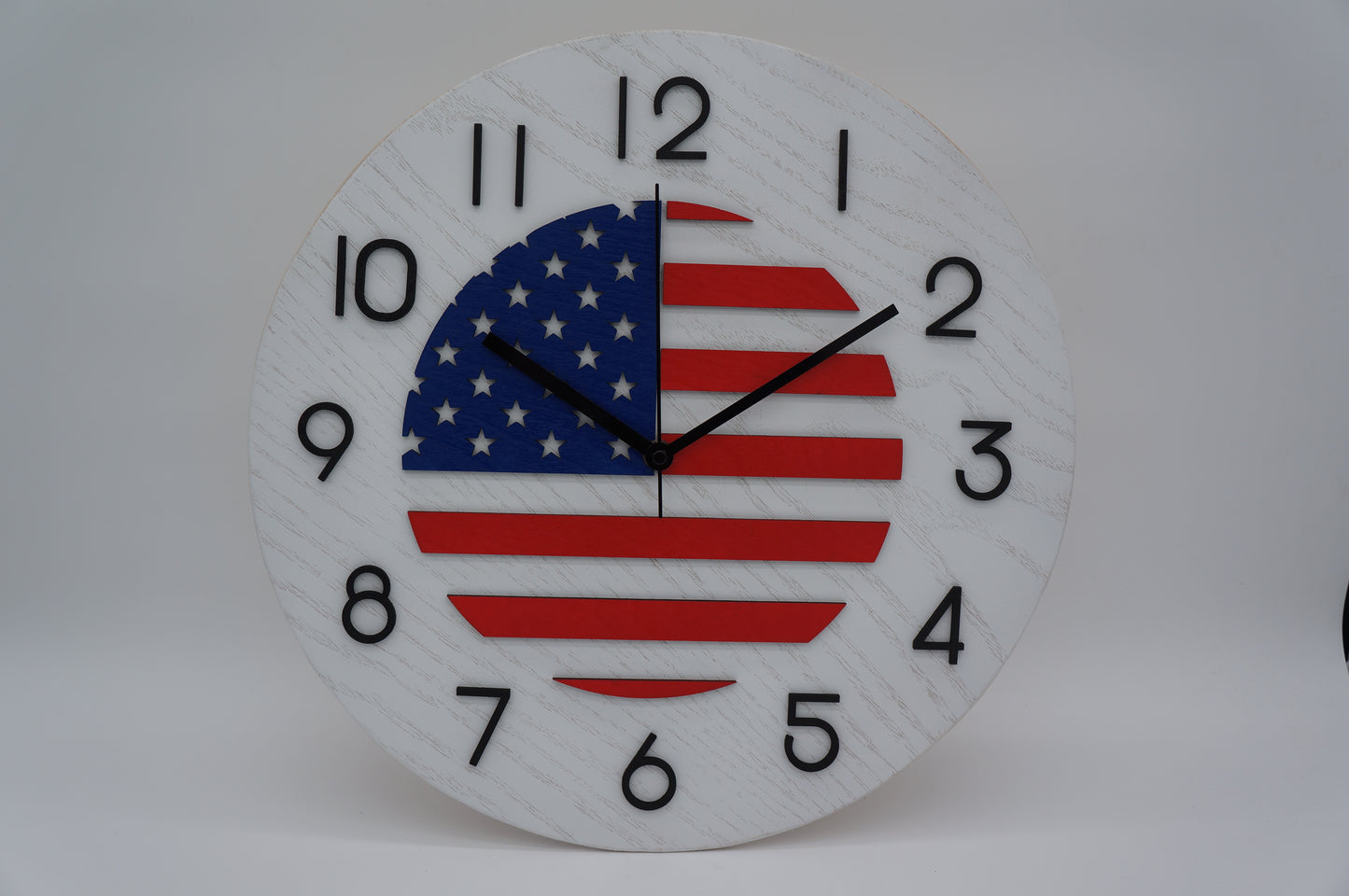 14" USA American Flag Wood Clock