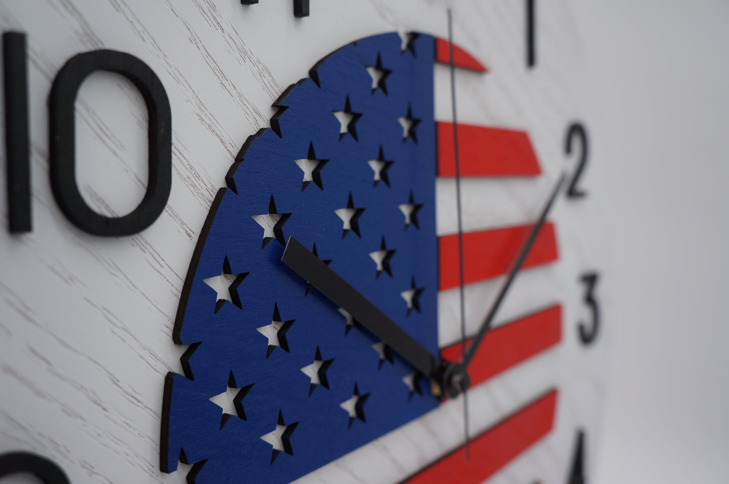 14" USA American Flag Wood Clock